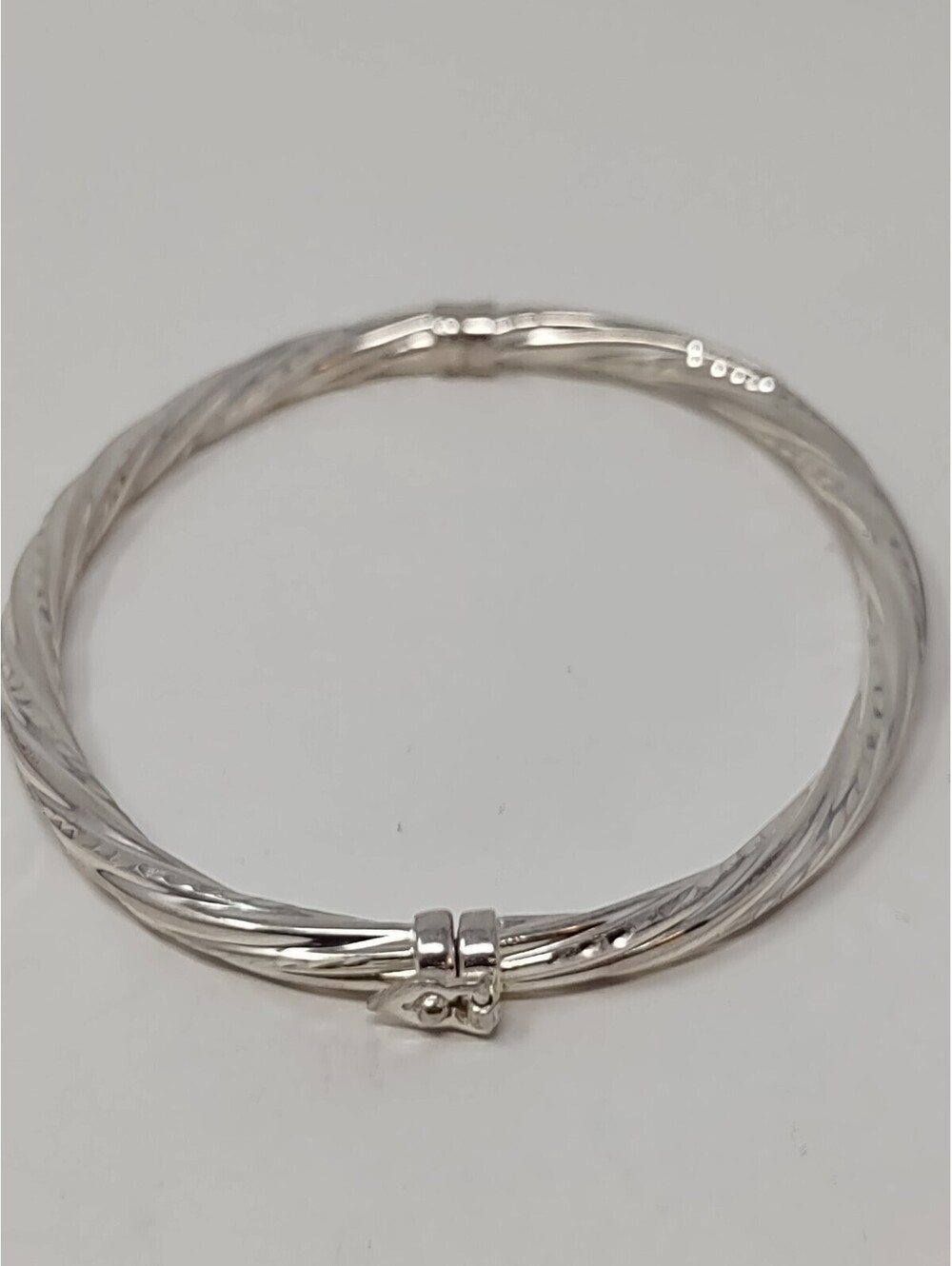 Sterling Silver Twisted Engraved Bangle Bracelet Thailand